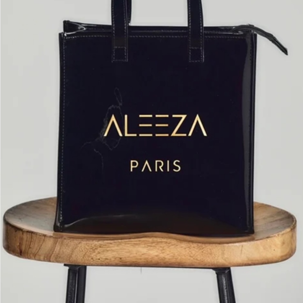 Aleeza Paris Black Patent Leather Tote Bag